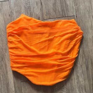 Vibrant Orange Ruched Skirt